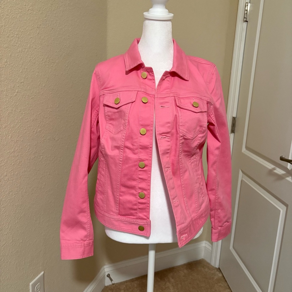 NWT! Talbots Pink Denim Jacket - Petite Small